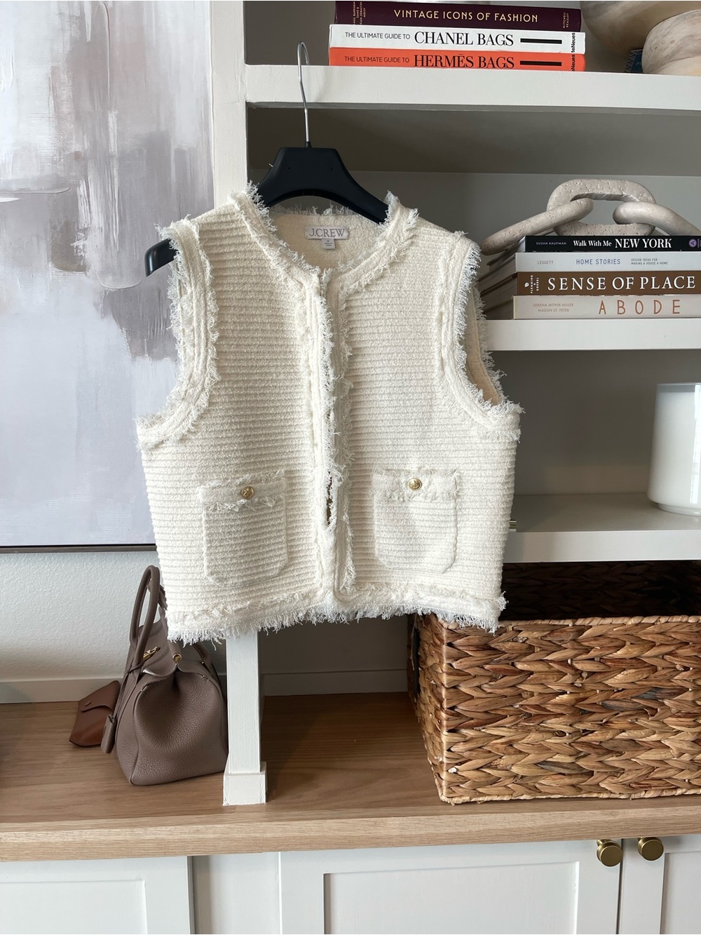 J. Crew Cream Tweed Fringe Vest for Kids